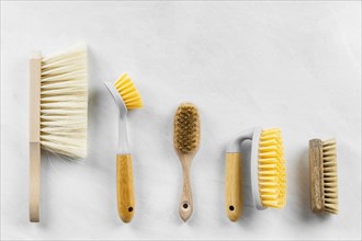 Flat lay cleaning brushes