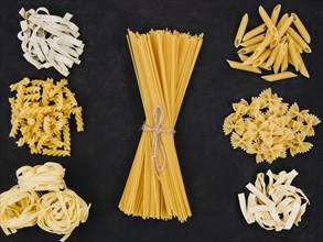 Flat lay composition different types pasta