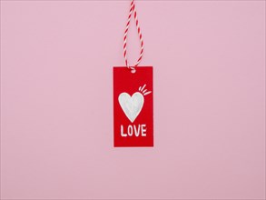 Front view hanging love tag