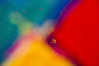 Gradient colour abstraction accompanied by transparent fluid bubbles