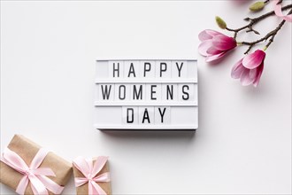 Happy women s day lettering white background