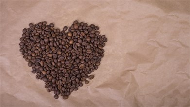 Heart shape from coffee beans paper