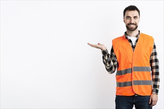 Man safety vest posing