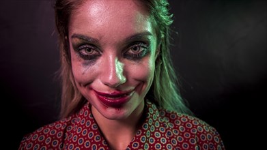 Portrait make up clown horror character looking camera