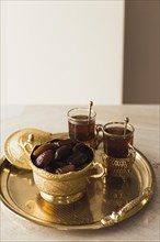 Ramadan concept with tea dates