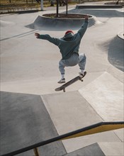Teenager having fun with skateboard