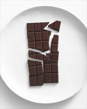 Top view chocolate bar plate