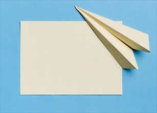 Top view stationery paper plane paper