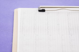 Cardiogram ecg graph clipboard purple background