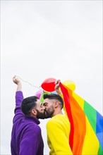 Gay sweethearts kissing lgbt pride parade