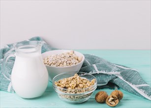 Healthy food breakfast wooden table
