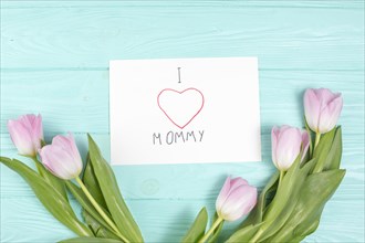 I love mommy inscription with tulips