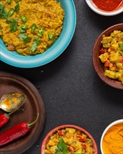 Indian food arrangement flat lay