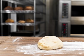 Kneaded dough with flour table bakery