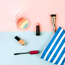 Makeup bag with cosmetics