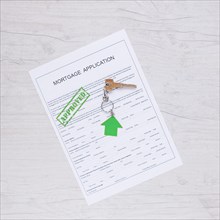 Paper credit request with green stamp
