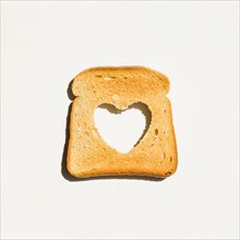 Slice toasted bread with heart shape