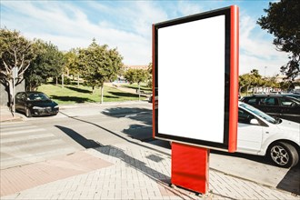 Street empty advertising stand sunlight