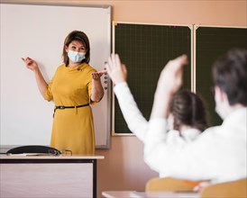 Students teacher with mask class