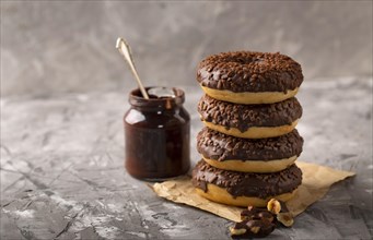 Tower assortment with chocolate doughnuts