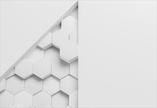 White modern geometrical wallpaper with hexagons