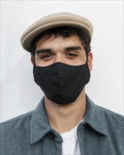 Close up man wearing face mask