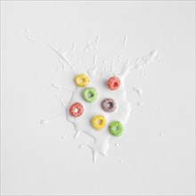 Close up splash milk with cereal