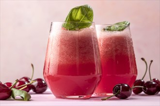 Delicious detox drink with cherries
