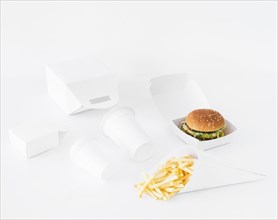 Fast food with food parcel mock up white background