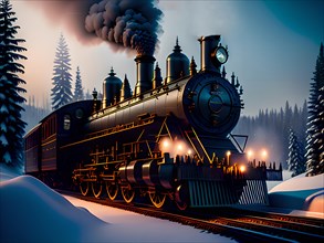 Old steam locomotive AI generated