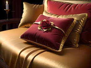 Elegant velvet cushion with rose decor