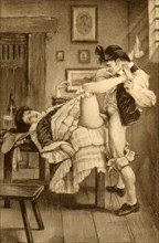 Man and woman having sex on a table