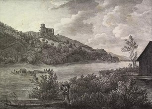 Die Donau in Niederoesterreich bei Schloss Greifenstein