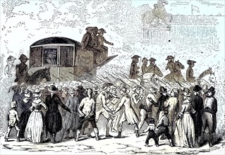 French Revolution. Return of the royal family to Paris after the failed escape attempt