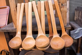 Dozens of soup spoon or tablespoon made of wood