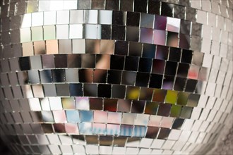 Disco ball with mirror pieces for dancing in a disco club