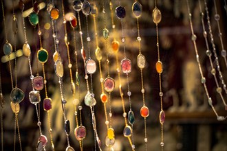 Necklace jewelry made of multi color precious stones