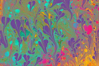 Abstract marbling floral pattern for fabric