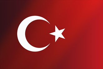 Turkish national flag with white star and moon