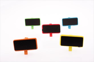 Colorful little signboards on a white background