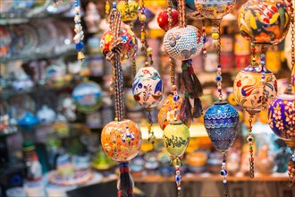 Colorful turkish ceramic balls as souvenirs at street market