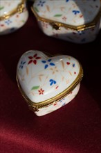 Colorful decorative objects in the shape of a heart