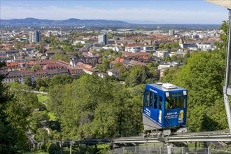 Rails and Schlossbergbahn run from the city centre up to the Schlossberg and panorama of the city
