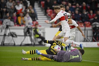Penalty area scene duel between Chris Fuehrich VfB Stuttgart