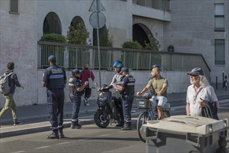 Traffic control by French police officers