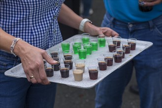 Various schnapps for visitors to the traditional Tanzlindenfest in Limmersdorf