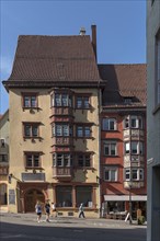 Historic houses with multi-storey bay windows in the old town centre of Rottweil