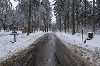 Winter road in the Black Forest to Kandel in Waldkirch