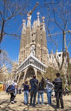 Visitors admire Sagrada Familia