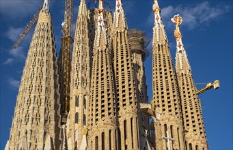 Close-up of spires of Sagrada Familia